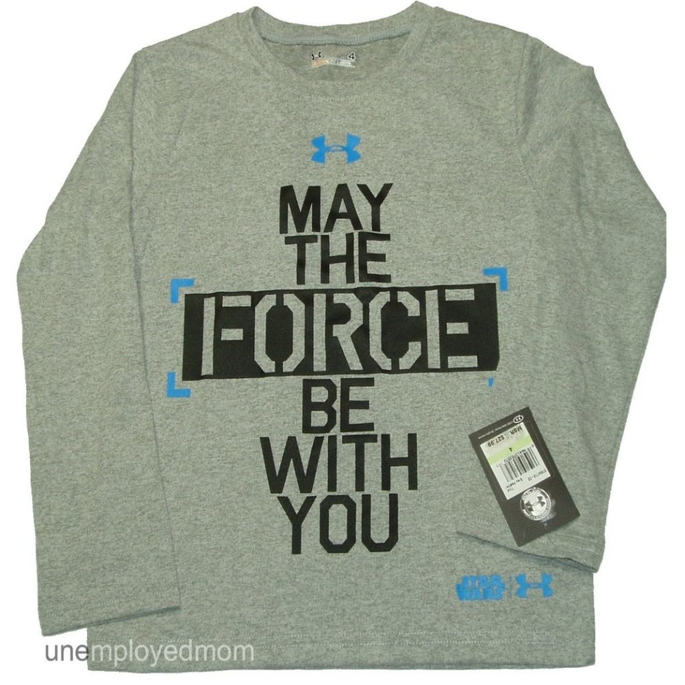 Boys Under Armour Tee Star Wars May the Force Be With You Shirt Top Kid Children